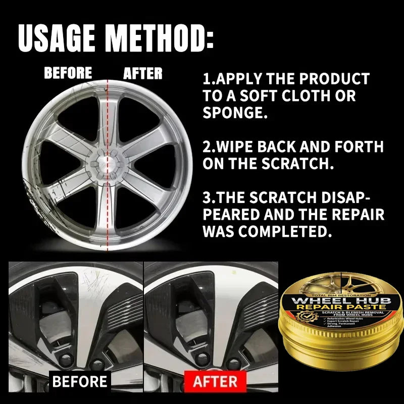 Universal Alloy Wheel Repair Kit - Scratch Remover, Repair Wax & Oxidation Paste Tools
