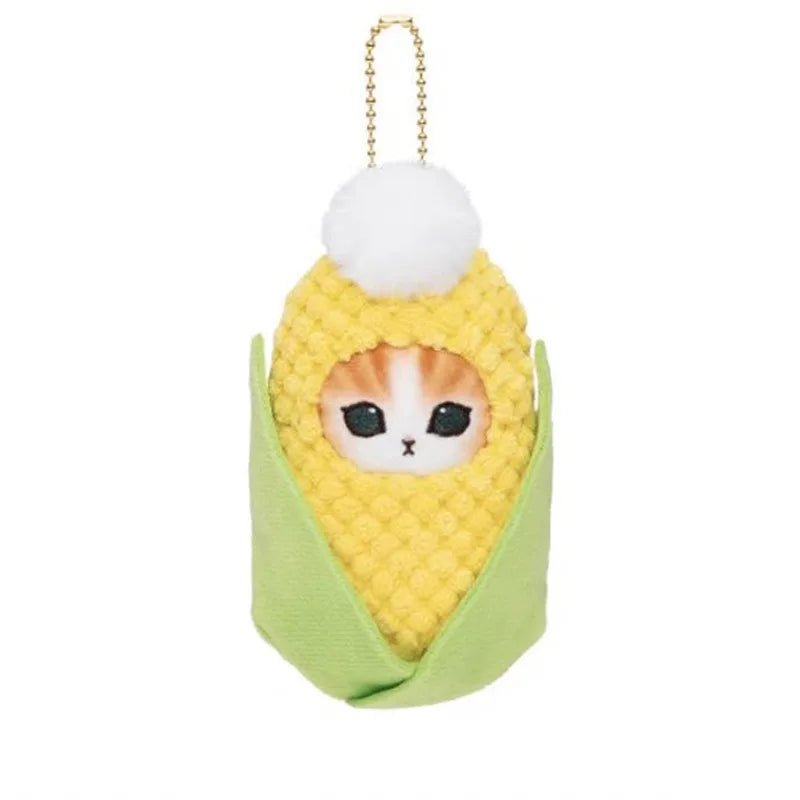 Yoyo Japanese Style Mofusand Plushie Shark Cat Keychain — Cute Fruit & Vegetable Soft Pendant Gift for Girls