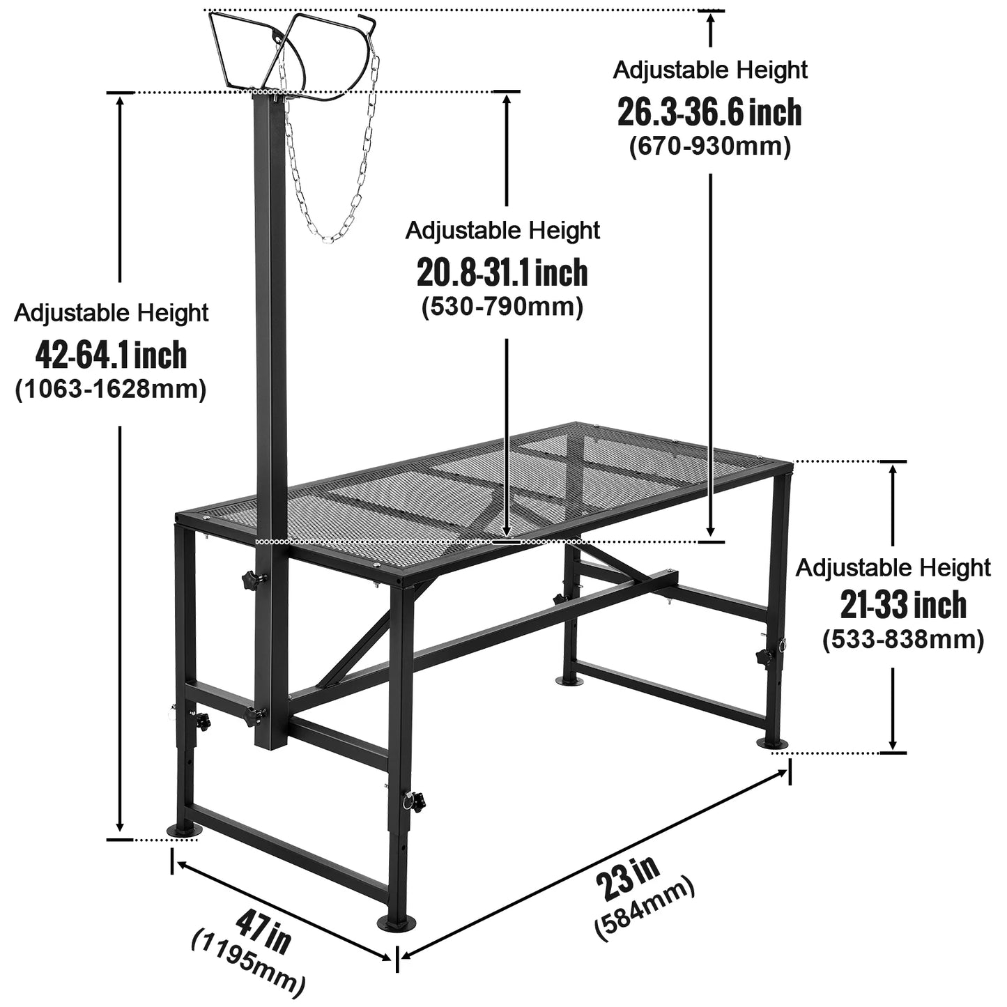 VEVOR Adjustable Goat & Sheep Milking Stand — 51x23 in Metal Livestock Shearing & Milking Platform, 21"-33" Height, White