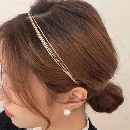 Thin Gold Multilayer Alloy Headband – Double Root Metal Hair Hoop for Women, Smooth & Stylish Hair Accessory