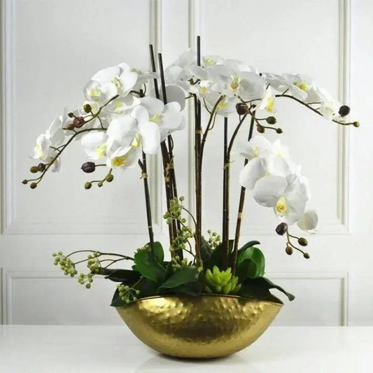 Large Golden Iron Flower Pot – Handmade Jubao Vase for Plants, Home & Hotel Décor, Decorative Metal Flowering Bowl
