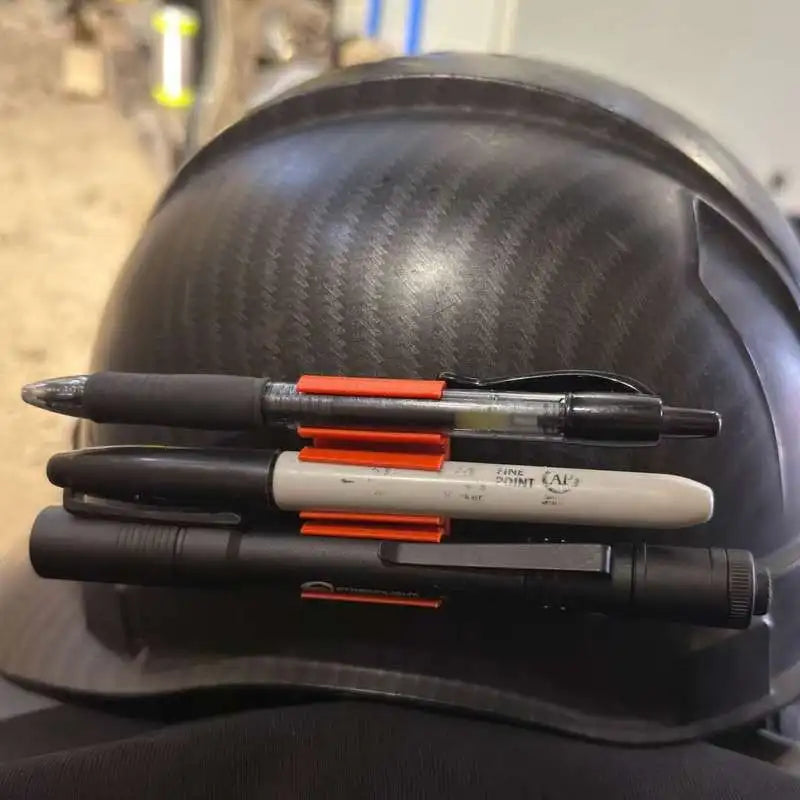 Work Helmet Marker Storage Clip - Hard Hat Pen Holder for Construction & Jobsite Writing Tools