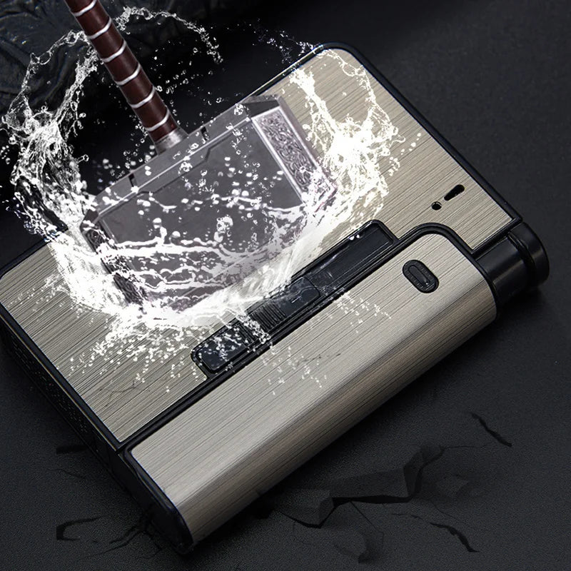 Portable Automatic Cigarette Case - Metal Holder Box for 10 King-Size Cigarettes, Gift for Men & Dad