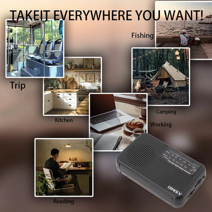 Mini FM/AM Two-Band Radio — 1W Loud Speaker with 3.5mm Headphone Jack & 180° High-Performance Antenna for Home Use