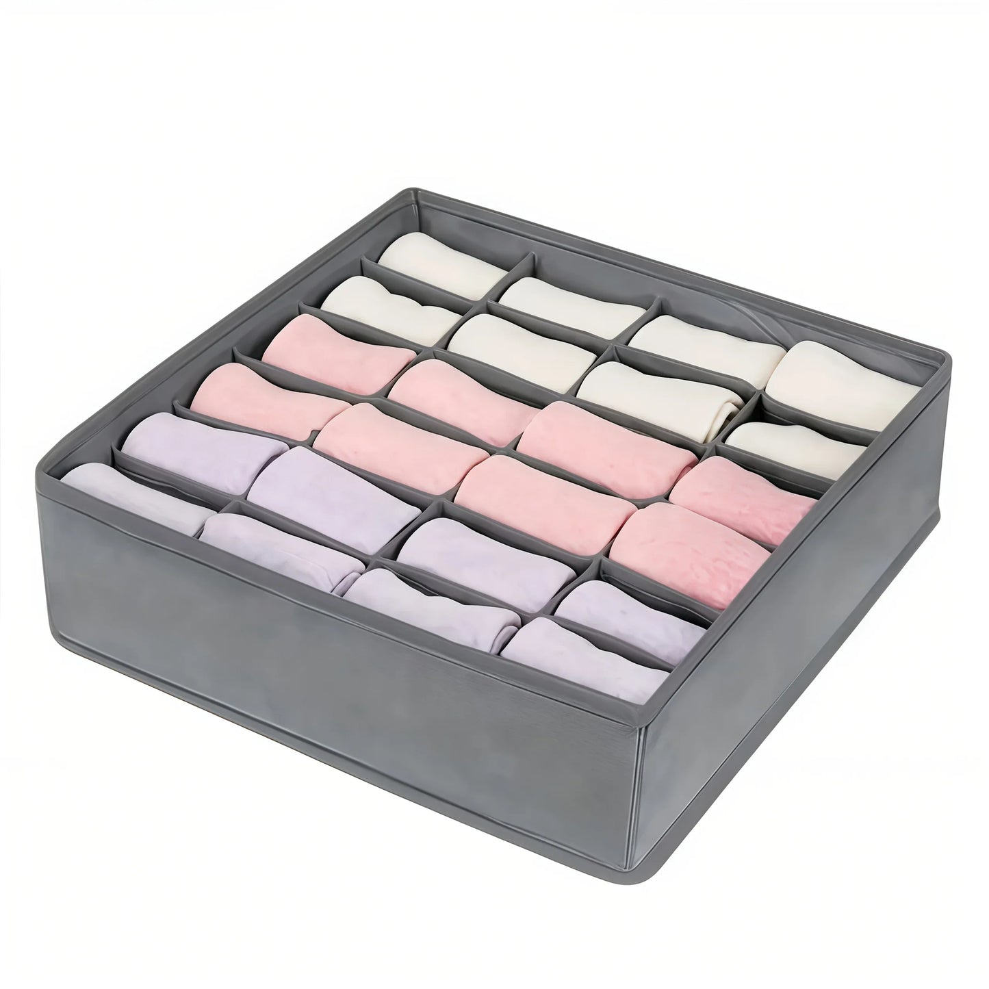 24-Compartment Foldable Drawer Organizer – Fabric Storage Box for Underwear, Socks & Ties Closet Organization System