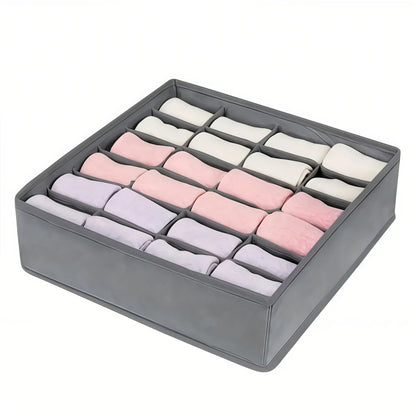 24-Compartment Foldable Drawer Organizer – Fabric Storage Box for Underwear, Socks & Ties Closet Organization System