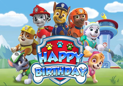 Paw Patrol Birthday Party Backdrop – Kids Party Decorations, Photography Background & Baby Shower Banner
