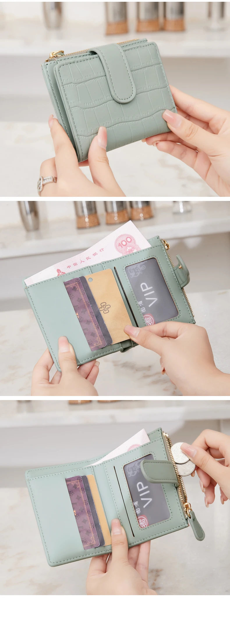 2024 New Minimalist Women’s Wallet — High-Quality PU Leather Short Coin Purse, Fashionable Double-Fold Zero Wallet Holder