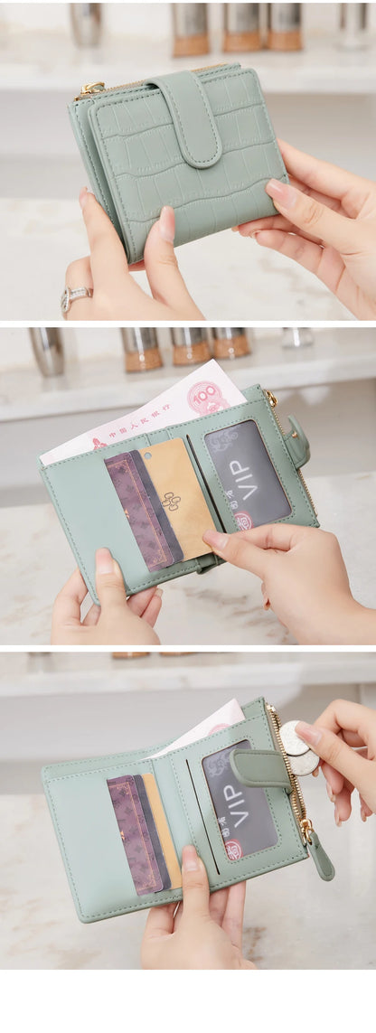 2024 New Minimalist Women’s Wallet — High-Quality PU Leather Short Coin Purse, Fashionable Double-Fold Zero Wallet Holder
