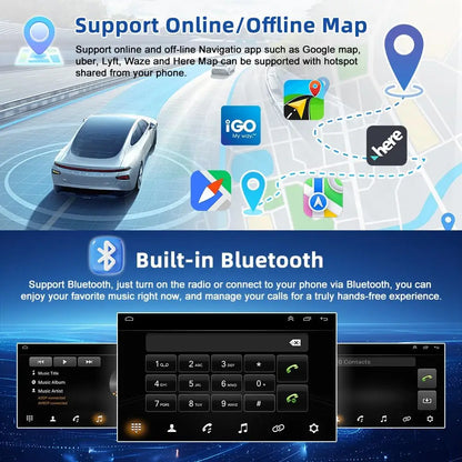 10 Inch Android 15 Car Stereo - Universal Double DIN Rotatable Touchscreen with Wireless CarPlay, GPS, Bluetooth, WiFi & Backup Camera Support