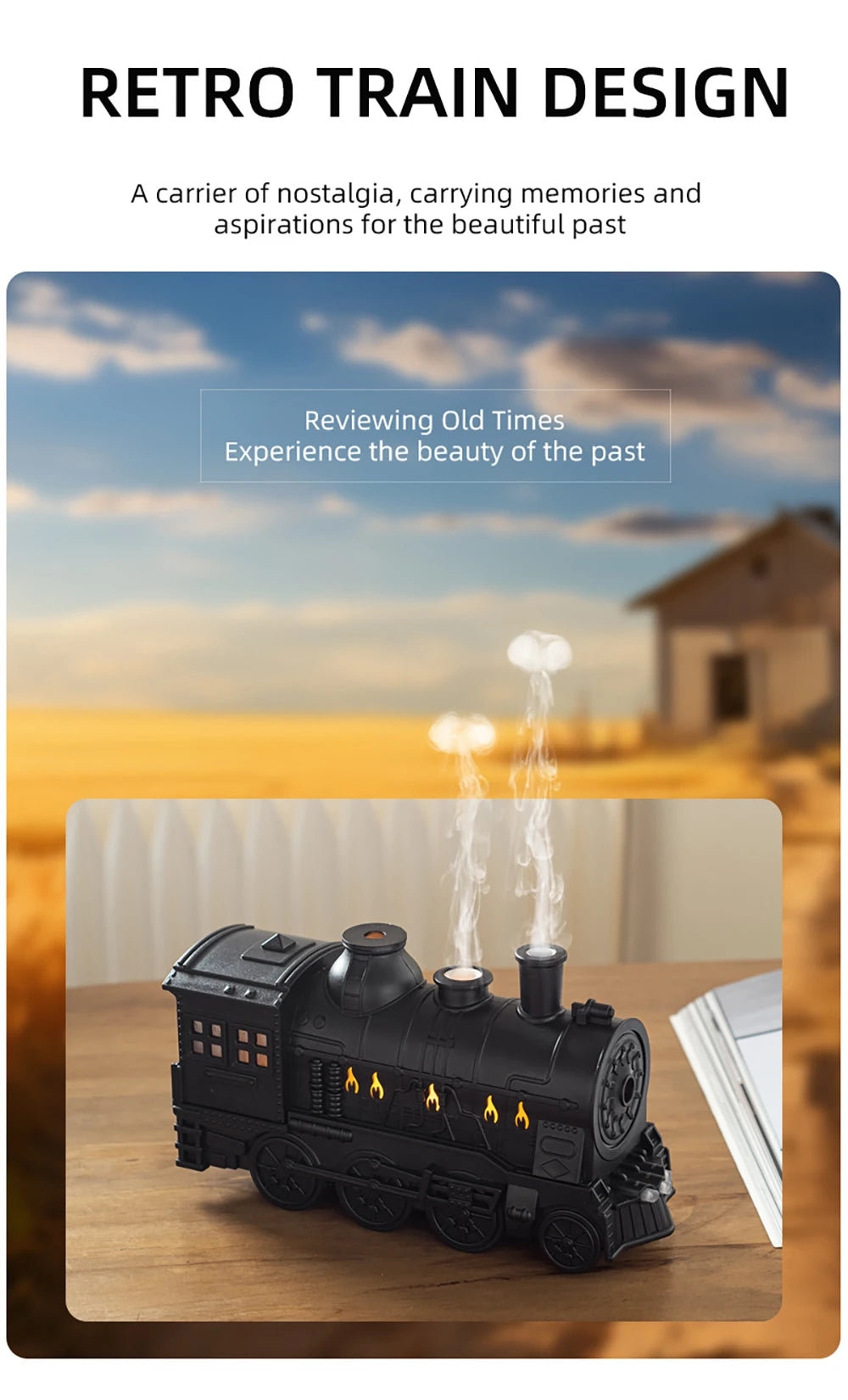 Aierwill Train Air Humidifier – Ultrasonic Aromatherapy Diffuser with Mist Maker, Essential Oil Aroma Diffuser, Remote Control