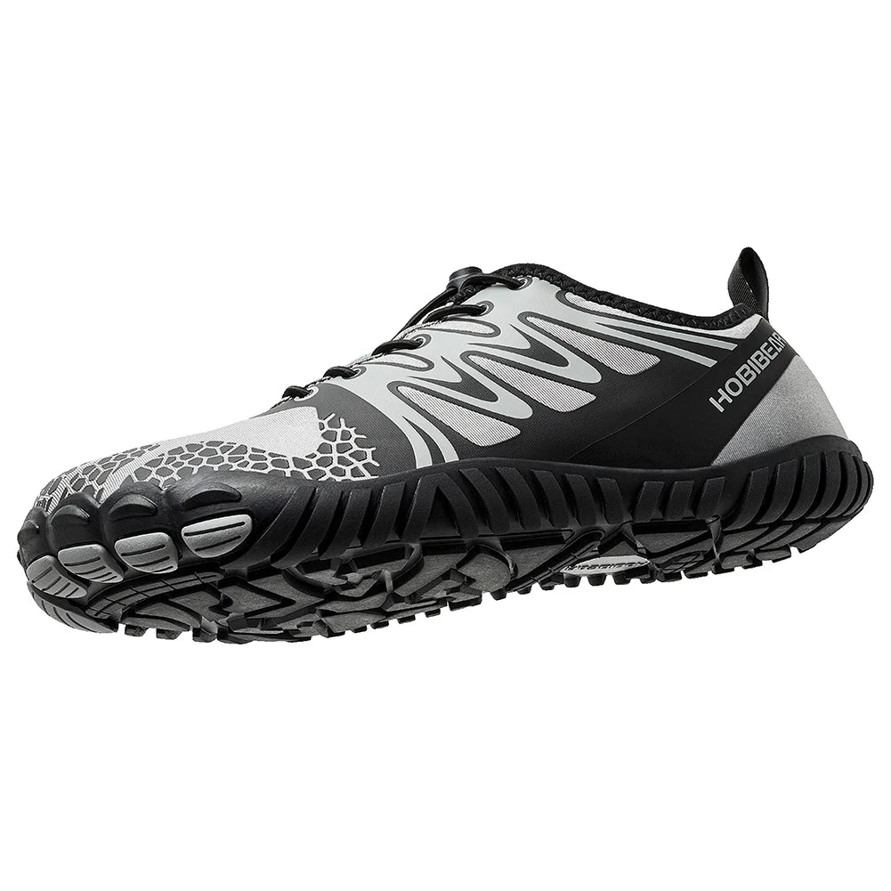 HOBIBEAR Wide Toe Barefoot Shoes – Unisex Artificial Leather Outdoor Walking Sneakers, Zero Drop Minimalist with Elastic Band