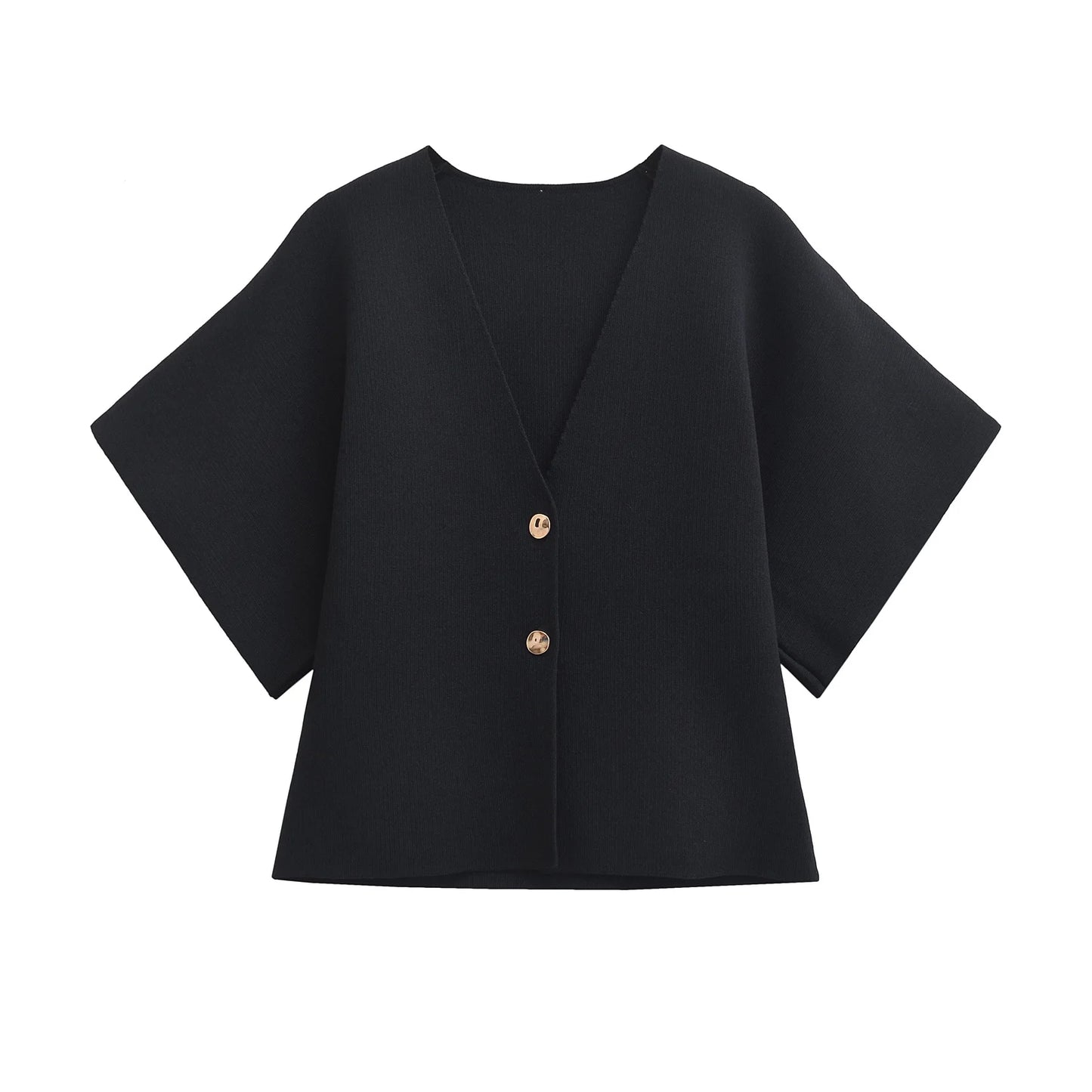 2024 Women’s Casual V-Neck Short Sleeve Knitted Top – Simple Plain Autumn Fashion