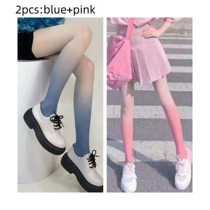 Women’s Sexy Gradient Pantyhose – Thin Transparent Candy Color Tights for Spring & Summer Hosiery