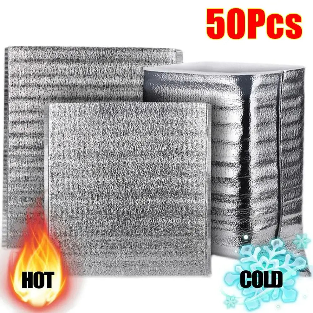 Aluminum Foil Insulated Cooler Bag – Folding Thermal Food & Drink Carrier for Picnic, Delivery & Portable Storage
