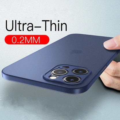 Ultra-Thin 0.2mm Matte PP Phone Case - Slim Cover for iPhone 11–17 Series, Pro Max, Plus & Mini Models