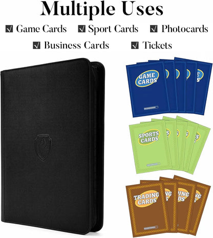 9-Pocket Trading Card Binder - 360-Card Zipper Album with Premium PU Cover