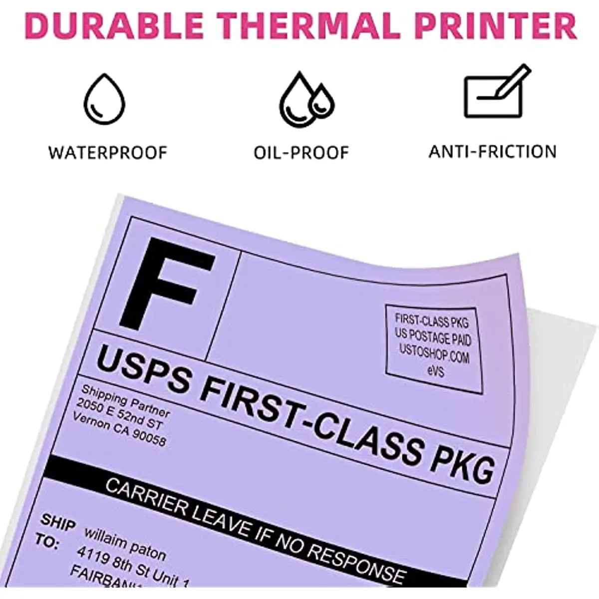 Phomemo 4x6 Thermal Shipping Labels – 500PCS Purple Fanfold Direct Thermal Labels, BPA-Free for Mailing Printer