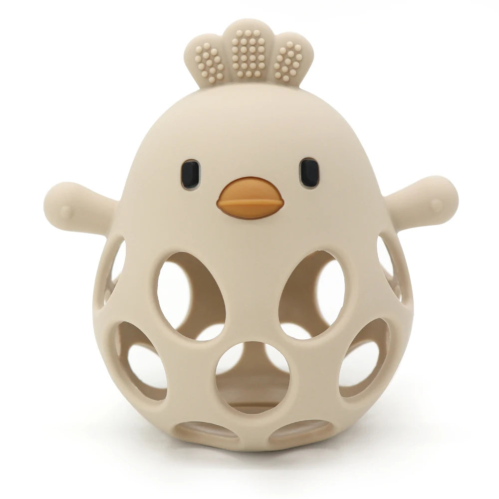 Baby Chick Silicone Teether - Cartoon Hollow Chewing Toy for Infant Teething Training & Care