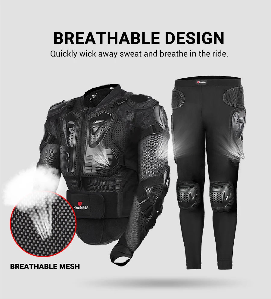 5XL Men's Motorcycle Jacket – Full Body Armor Protection for Motocross, Enduro Racing, Moto Gear & Protective Clothing