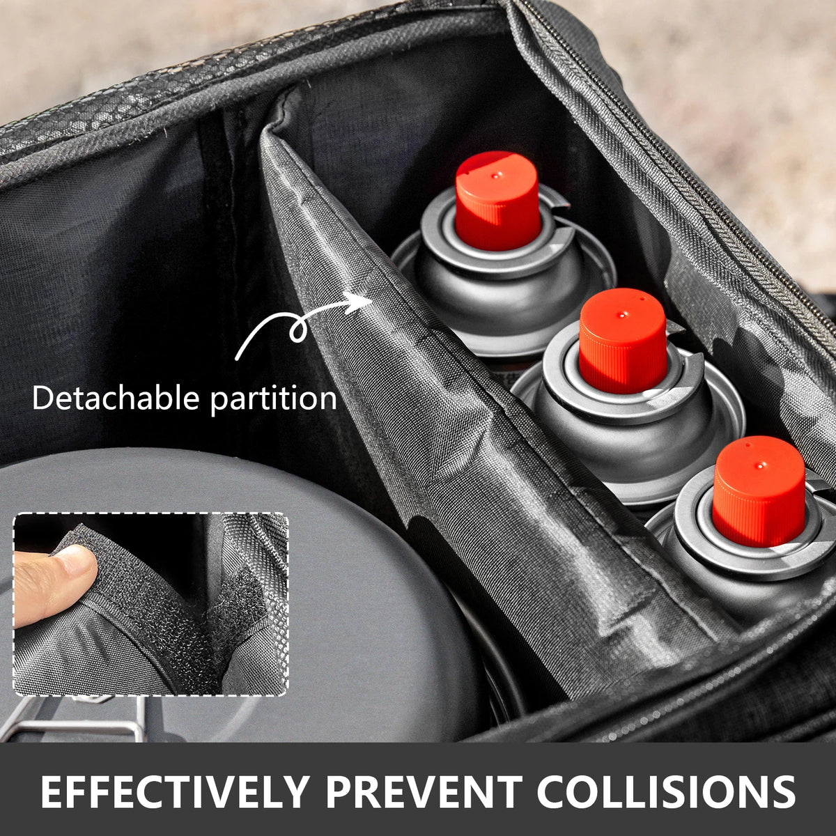 BISINNA Outdoor Camping Storage Bag - 26L/30L/42L Folding Gas Tank & Cookware Organizer with Adjustable Dividers