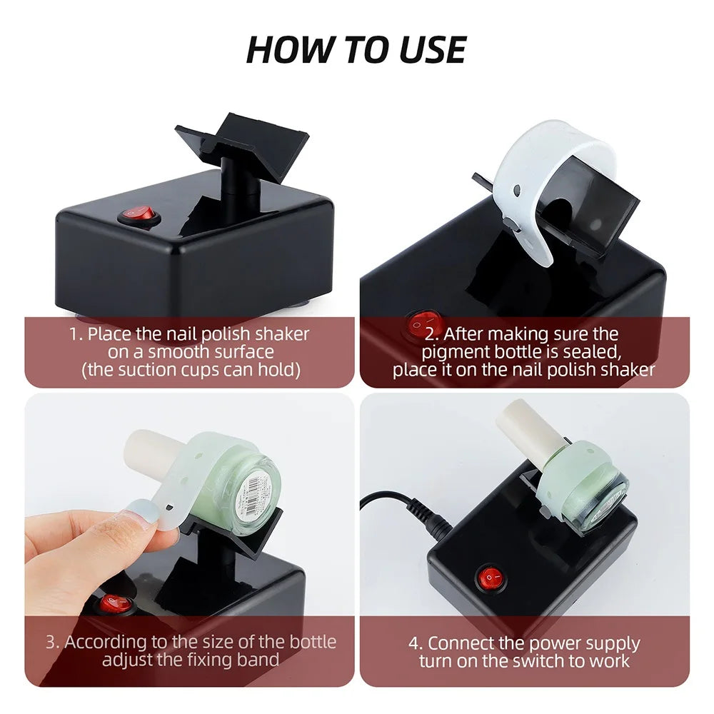 Electric Nail Polish & Tattoo Ink Shaker Mixer Machine, Anti-Caking UV Gel Paint & Pigment Bottle Mixing Device for Salon Use