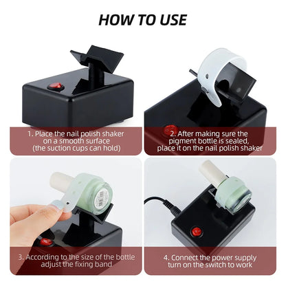 Electric Nail Polish & Tattoo Ink Shaker Mixer Machine, Anti-Caking UV Gel Paint & Pigment Bottle Mixing Device for Salon Use