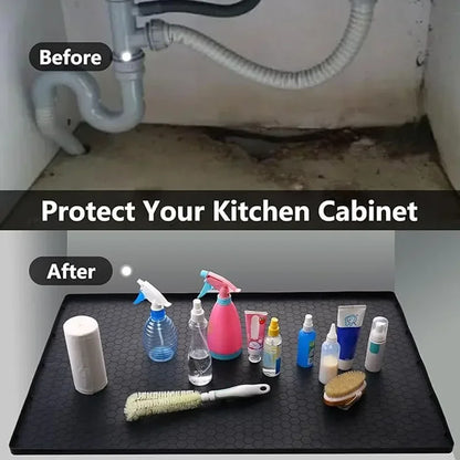 Waterproof Under Sink Mat | Flexible Silicone Cabinet Liner & Protector for Kitchen & Bathroom