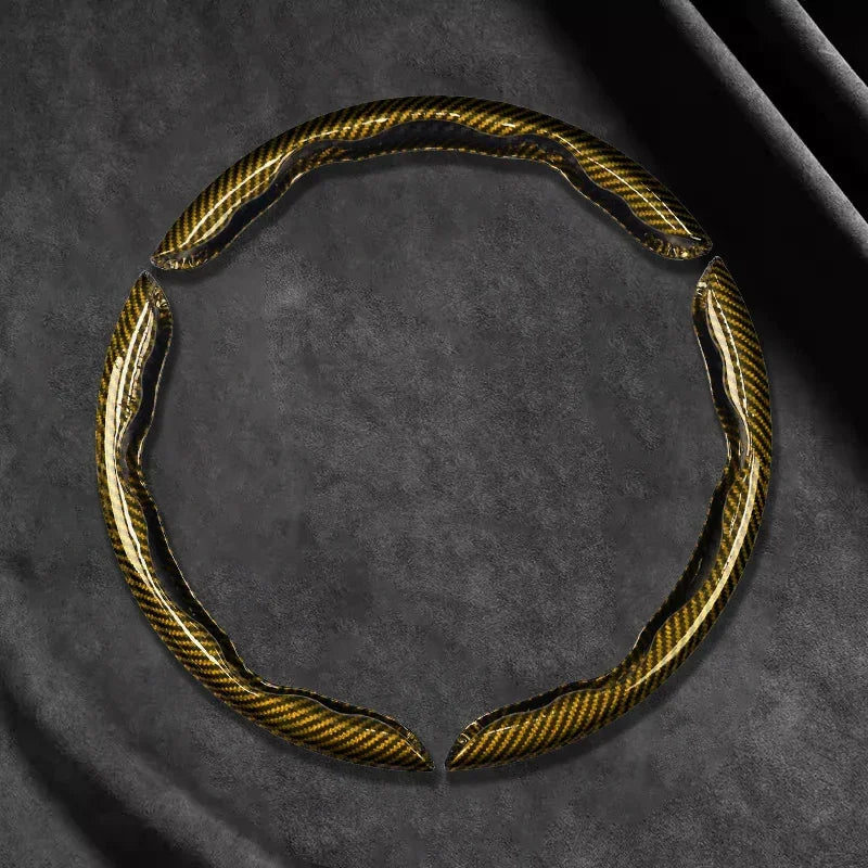 2/3PCS Universal Car Steering Wheel Cover — Laser Carbon Fiber, Silicone & 1K Microfiber Leather, Non-Slip PVC Booster