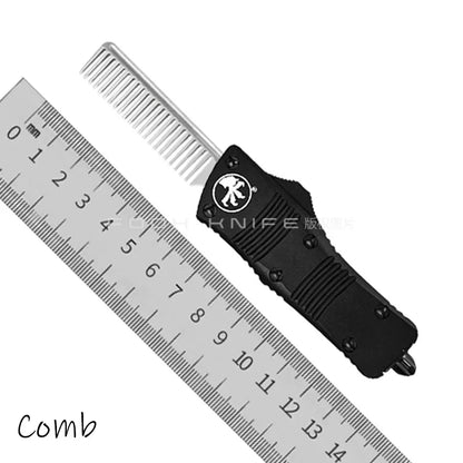 FOOH KNIFE STUDIO TROODON-M Mini Tactical Knife – High-End D2 Steel Blade with CNC 6061 Aluminum Handle EDC Tool Comb