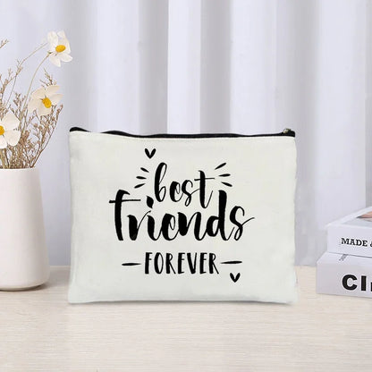Friendship Commemorative Gift Makeup Bag - Eco Canvas Travel Organizer, Large Capacity Perfume Kit Storage Pouch