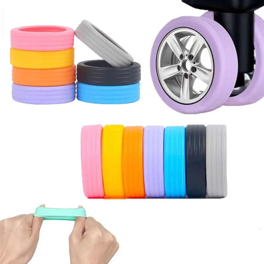 4/8PCS Travel Luggage Wheel Protectors — Noise-Reducing Caster Covers for Suitcase Trolley Boxes