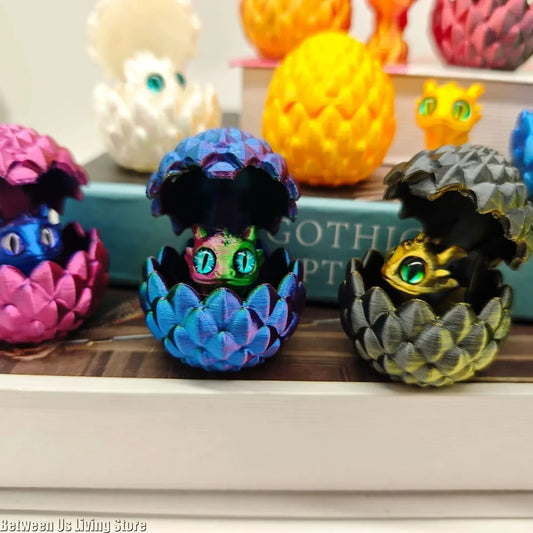 3D Printed Mini Crystal Dragon Egg Set – Gradient Color Desktop Ornament with Random Eyes, Toy & Gift for Kids Home Decor