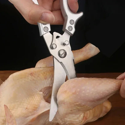 Laser Damascus Kitchen Knife Set – Cleaver, Meat, Fruit, Bread, Boning Knife and Chicken Scissors for Barbecue and Home Cooking