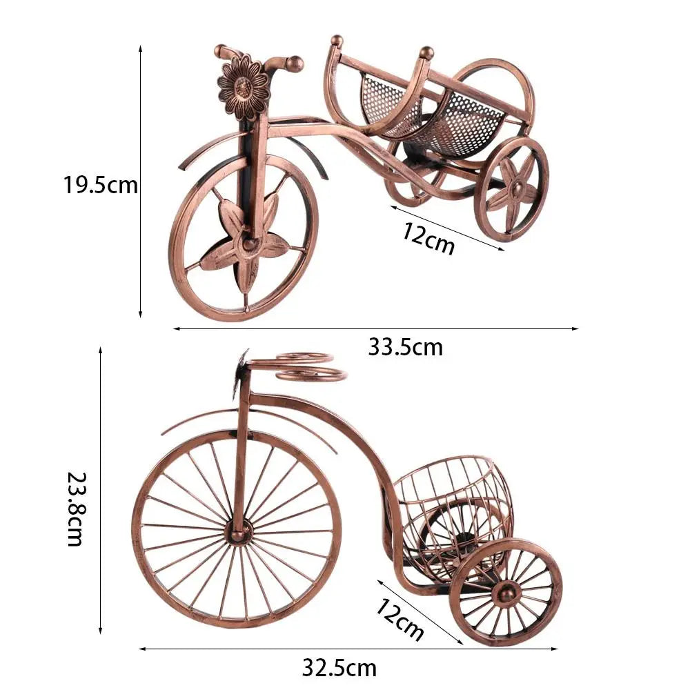 Creative Metal Wine Rack – European Retro Tricycle Bike Design for Wine Display, Storage Organizer Shelf, Kitchen & Home Decor