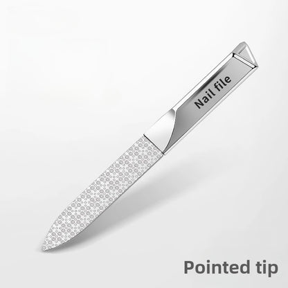 Stainless Steel Double-Sided Nail File - Professional Manicure Buffer & Nail Styling Tool for Home and Travel