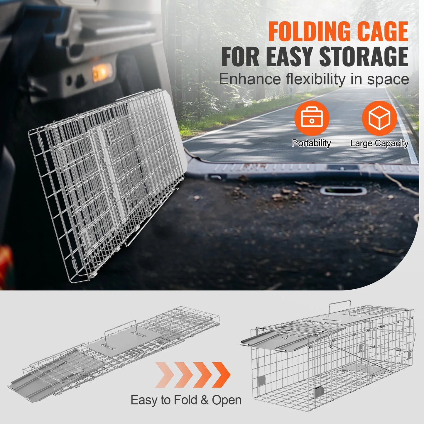 SucceBuy Humane Live Animal Cage Trap – Folding Handle for Cats, Rabbits & Rodents