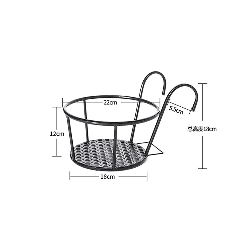 1/2/3pcs Iron Art Hanging Flower Pots with Hooks – Detachable Metal Plant Baskets for Balcony Gardening
