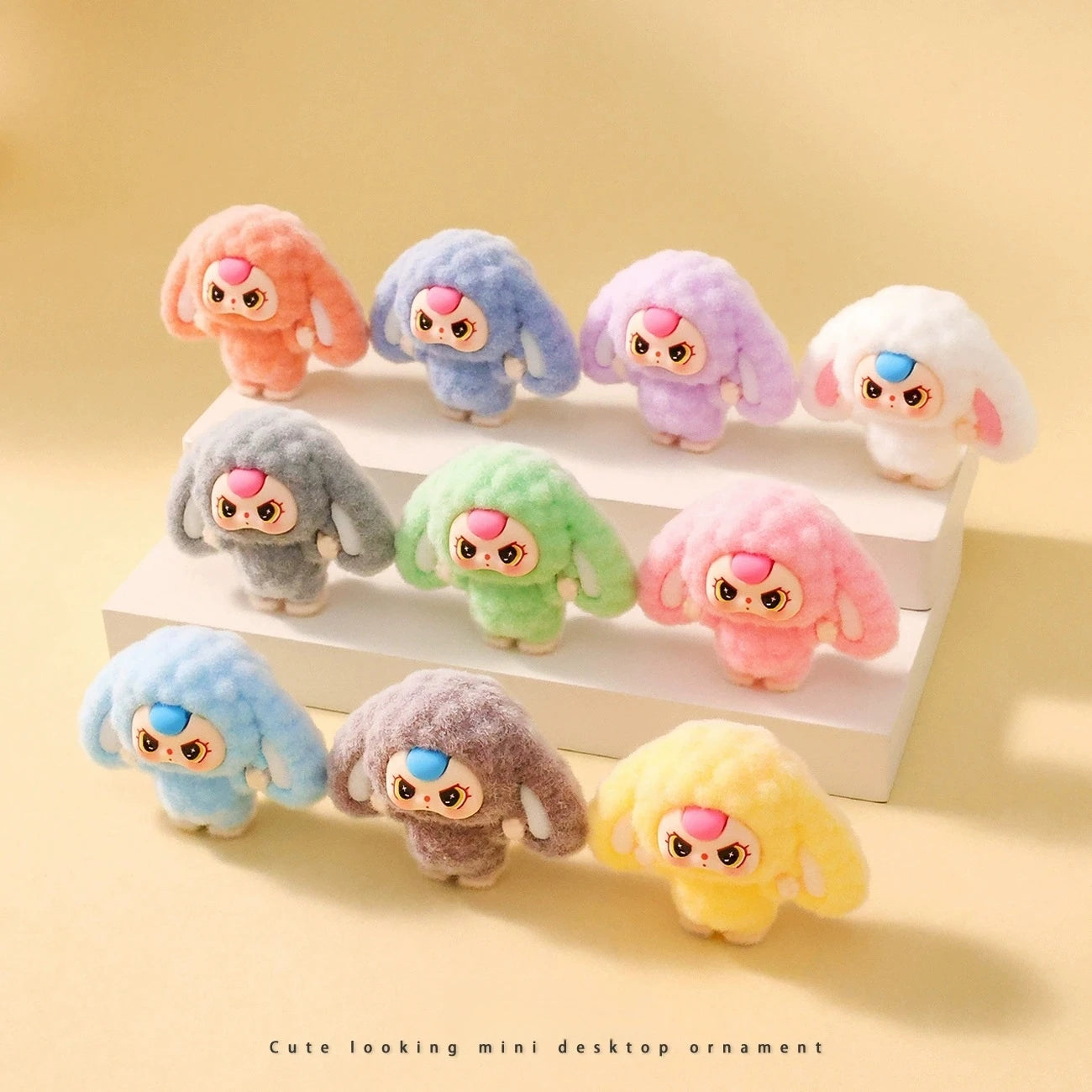 9pcs Babythree Dimoo Anime Flocked Action Figures Decorative Pendant Kawaii Desktop Dolls Toy Gifts