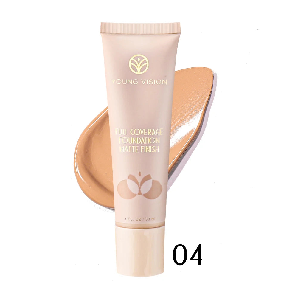 30ml Matte Liquid Foundation Cream – Long-Wear, Oil-Control, Full Coverage Waterproof Concealer for Wheat Tone Makeup