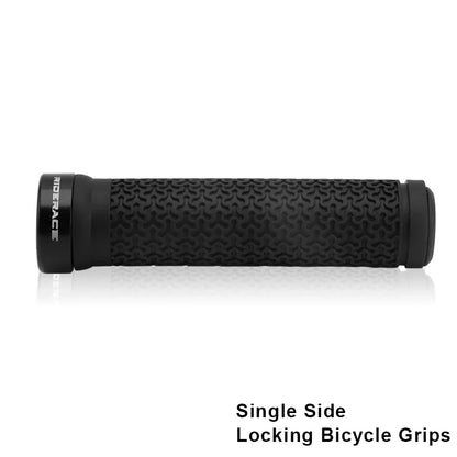 MTB Bicycle Handlebar Grips – Soft Rubber Non-Slip Grips with Single-Sided Lock & End Plugs for Mountain Bikes