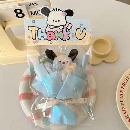 Sanrio Mini Doll Bouquet – Hello Kitty, Kuromi & Melody Plush Dolls Holding Flowers, Kawaii Valentine & Birthday Gift for Friends