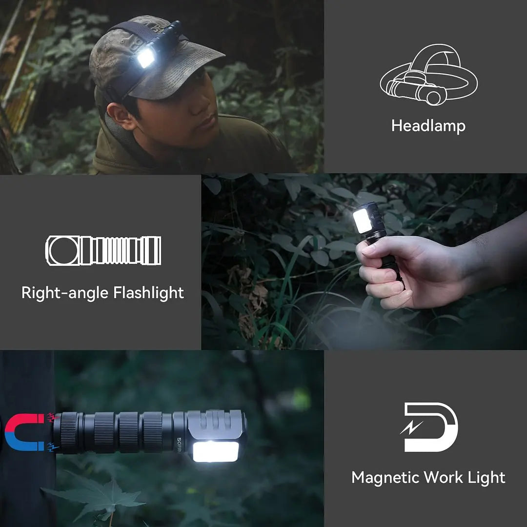 SOFIRN HS42 Headlamp 2100lm USB-C Rechargeable 18650 EDC Flashlight - SST40 LED Torch with Magnetic Power Bank for Camping