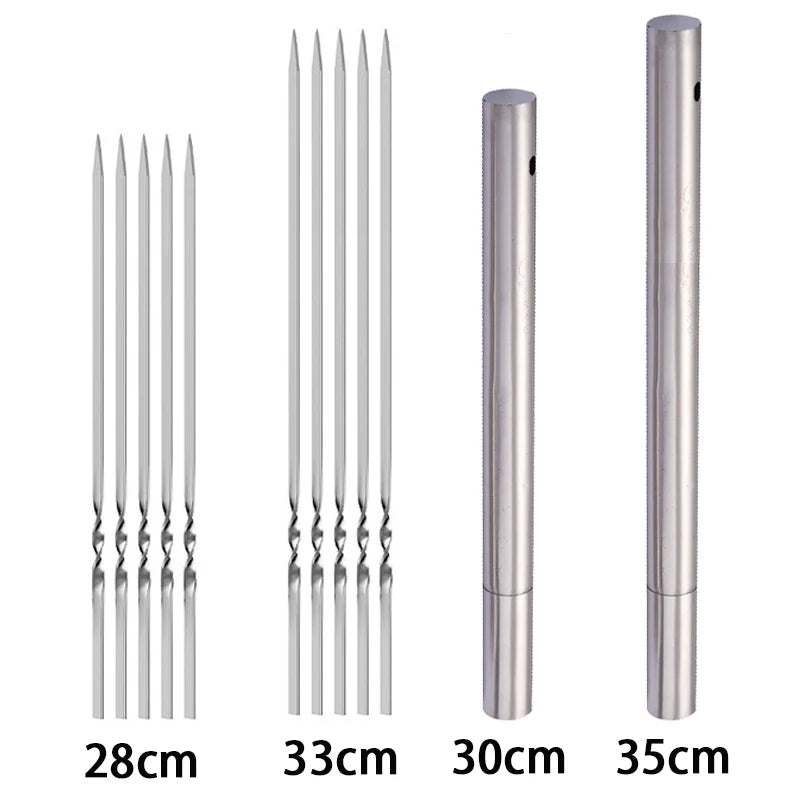 Stainless Steel Barbecue Skewers - 10/15Pcs Reusable BBQ Kebab Sticks for Outdoor Camping and Picnics - Cooking Tools