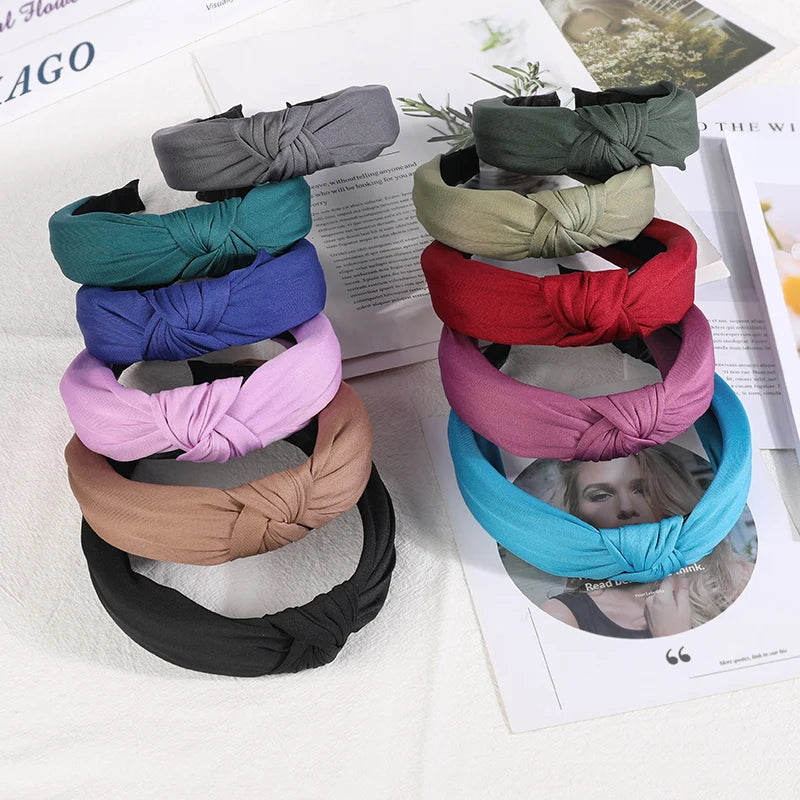 New Knotted Headbands for Women & Girls – Solid Color Hair Bands, Simple Retro Hair Hoop, Makeup Headwear, Hair Accessories