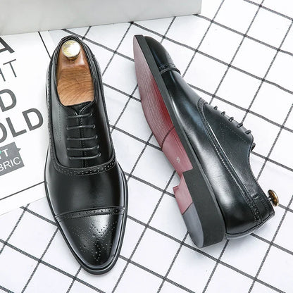 Men’s Red Sole Brogue Dress Shoes - Retro Carved Lace-Up Formal Business Wedding Party Shoes Size 48