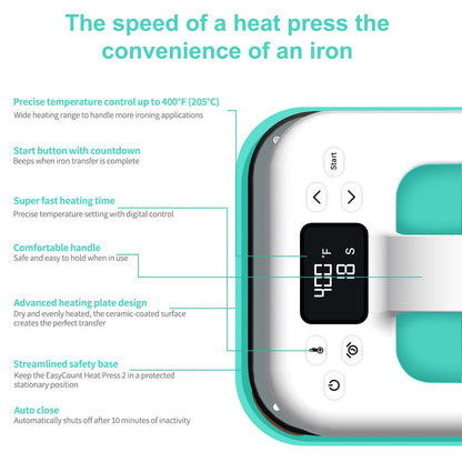 HP6 Mini Heat Press Machine - 7x5 Inch Handheld Portable, Adjustable Temperature & Timer, Overheat Protection for Heat Transfer