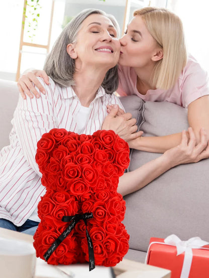 25cm Eternal Rose Teddy Bear – Artificial Flower Gift for Mom, Mother’s Day, Birthday, Valentine’s & Anniversary