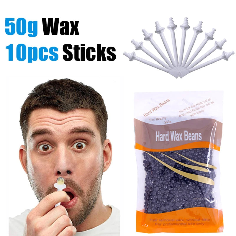 Portable Nose Wax Kit 50g-100g for Men & Women - Nail & Nose Hair Removal with Cleaning Wax Kit & Clipper