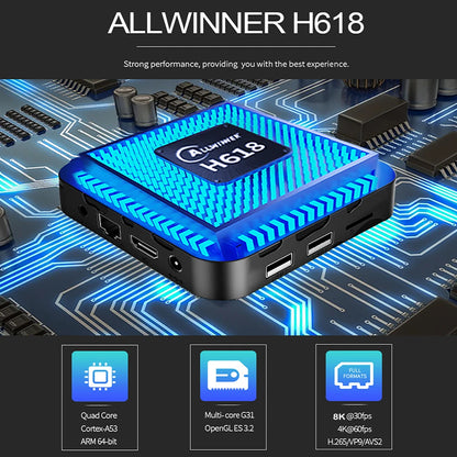 New H618 T95 Max Android 14 Smart TV Box - 8GB RAM, 128GB/64GB Storage, Double WiFi 2.4G & 5.8G, 6K 3D, Voice Assistant Media Player